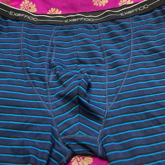 🏇 Exofficio Men's Blue Striped Boxer Briefs - Picture 2 of 6